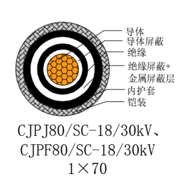 銅芯交聯(lián)聚乙烯絕緣低煙無鹵船用電力電纜-CJPJ80/SC-18/30kV、CJPF80/SC-18/30kV