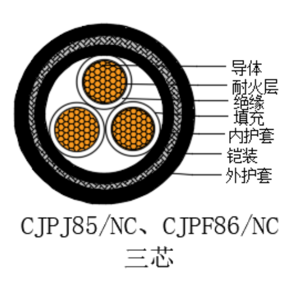 銅芯交聯(lián)聚乙烯絕緣低煙無鹵耐火船用電力電纜-CJPJ85/NC-0.6/1kV、CJPF86/NC-0.6/1kV